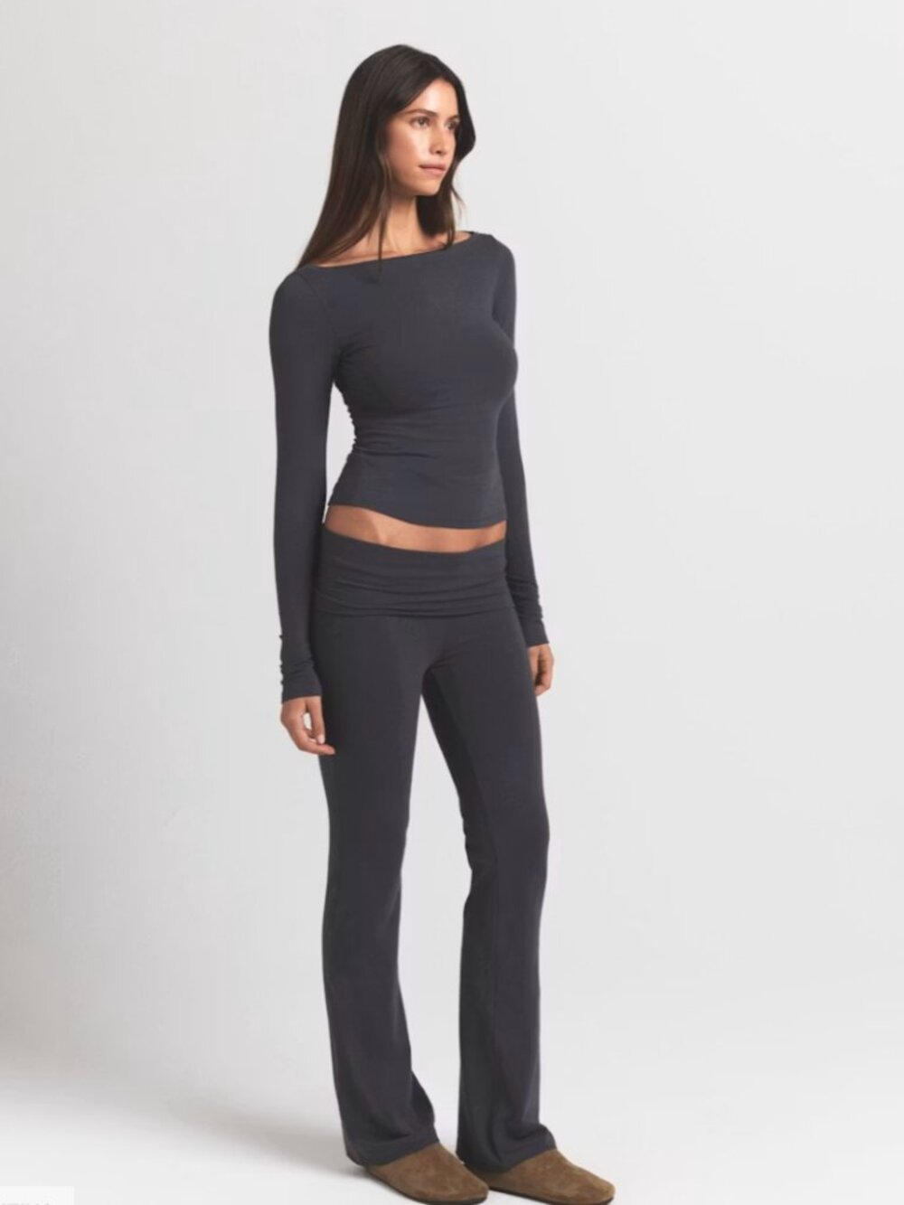 SKIMS Cotton Jersey Foldover Pant (Ash, size M) - Picture 2 of 9